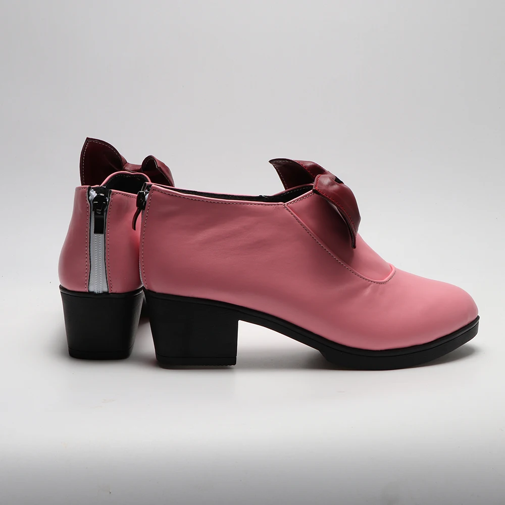 รองเท้าคอสเพลย์มาริอาห์ เกม JOJO รองเท้าส้นสูงสีชมพู บทบาทสมมติ รองเท้าบูทหนังเทียมสำหรับผู้หญิง