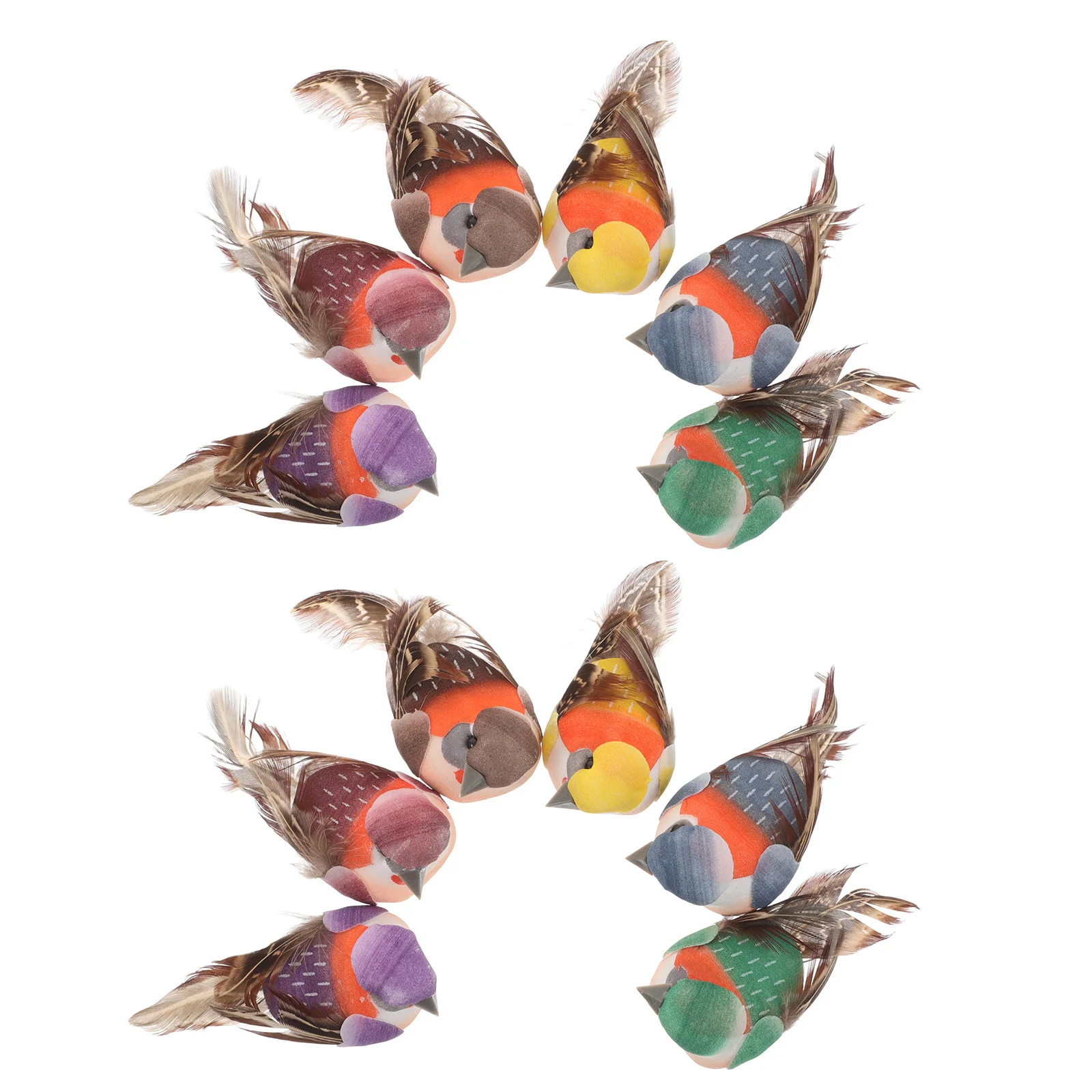 

12pcs Lightweight Foam Artificial Birds For Diy Crafts Realistic Bird Figurines Home Garden Party Decor Ornament