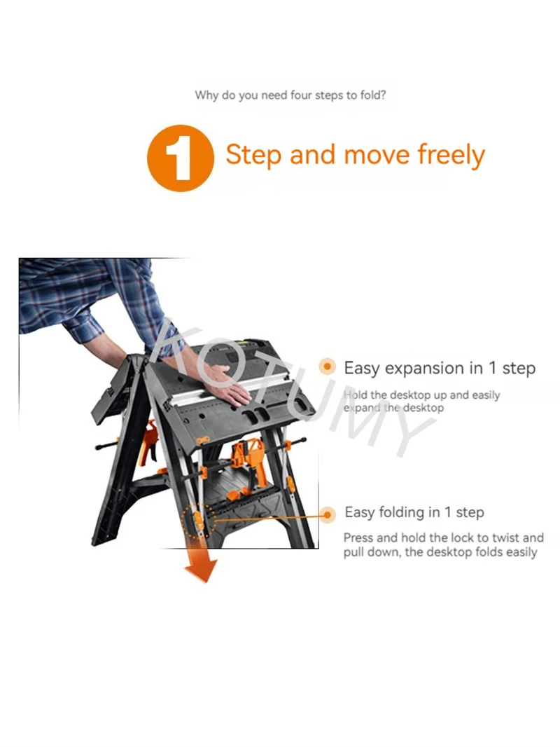 Load Capacity 135kg Multifunctional Folding Woodworking Workbench DIY Workbench Portable Tool Table Strong Clamping Force Tools