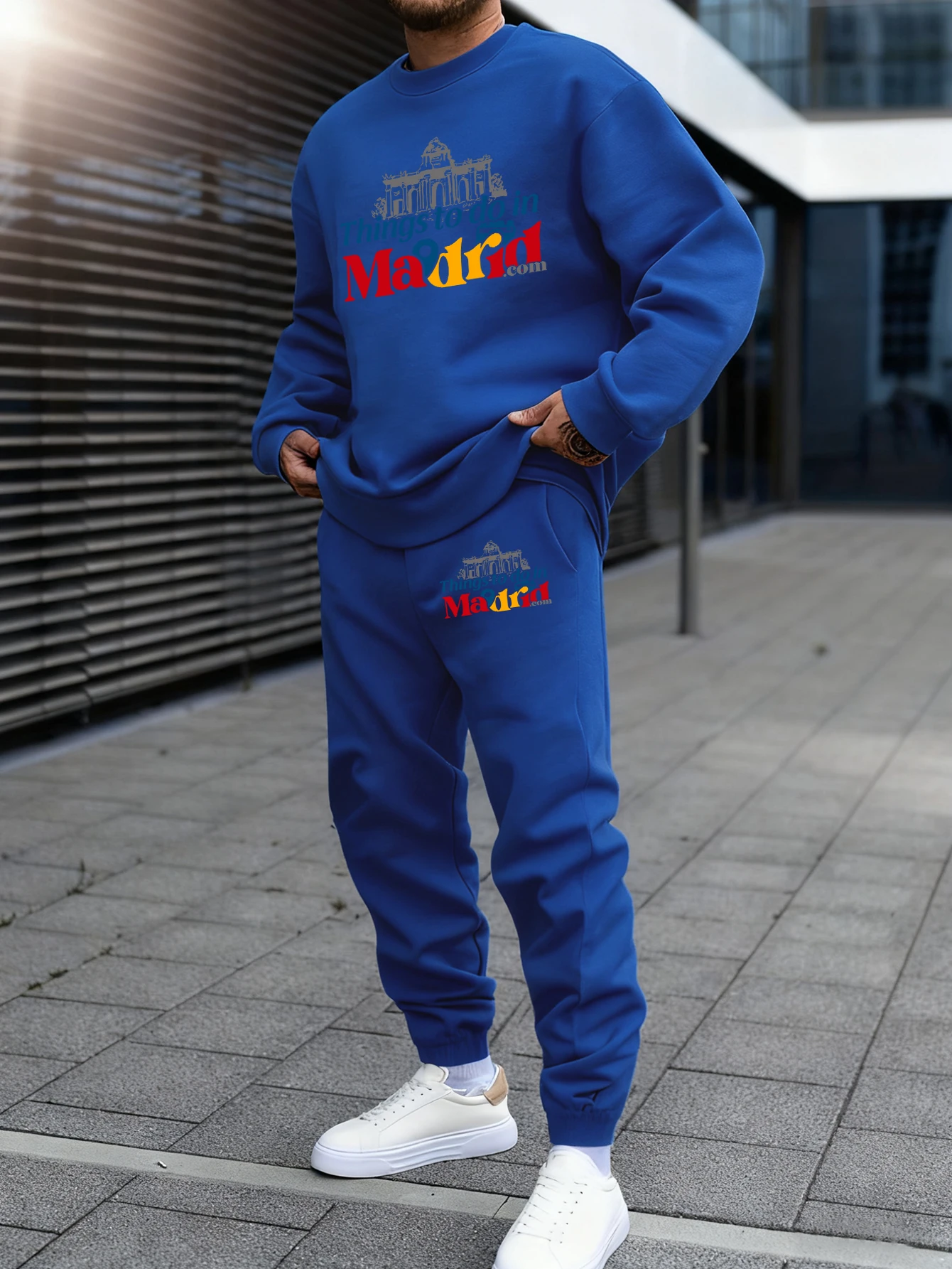 

Things To Do In Madrid Print Man Winter Sweatshirt Set Casual O-Neck Pullover Autumn Fleece Sweatpants Soft Sport Sets Of Men