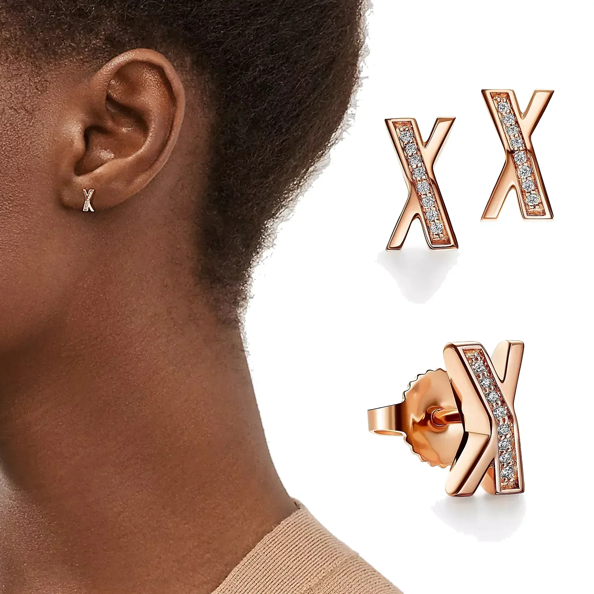 

Classic sterling silver s925 Roman exquisite X-shaped small and simple commemorative earrings for women