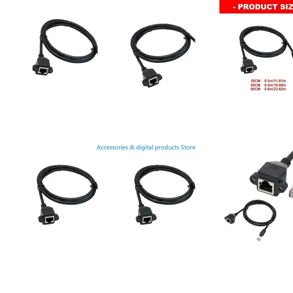 77JD Cat6 Gigabit Ethernet RJ45 Cable Male To Female Extension Cable with Screw Hole