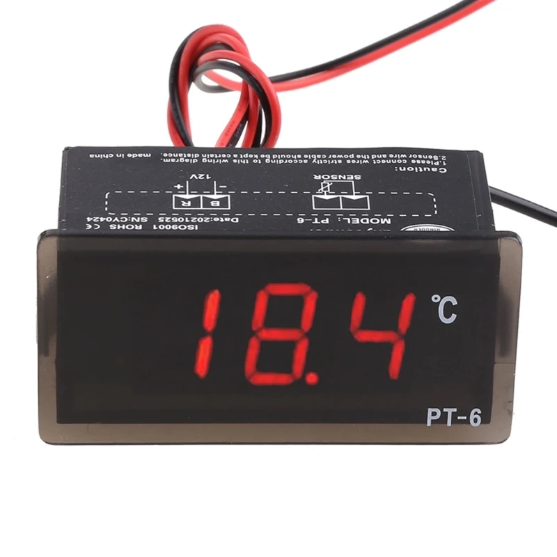 Vehicle Digital Thermometer Car LED Temperature Meter Probe -40~110C 12V