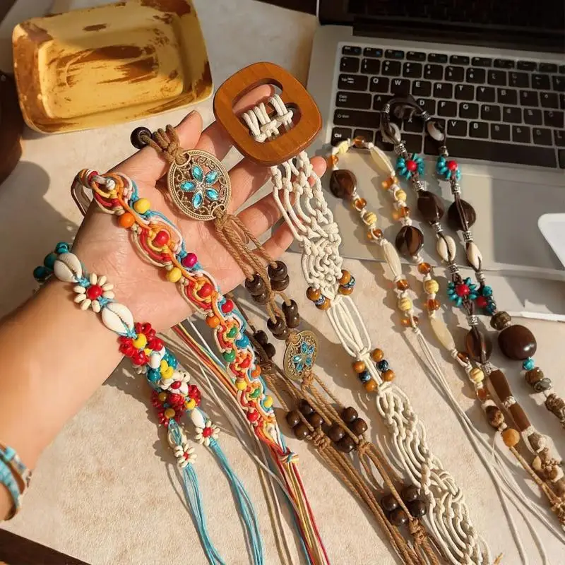 New High-End Bohemian Retro Ethnic Style Waist Chain Women's Skirt Braided Belt Waist Rope Accessories