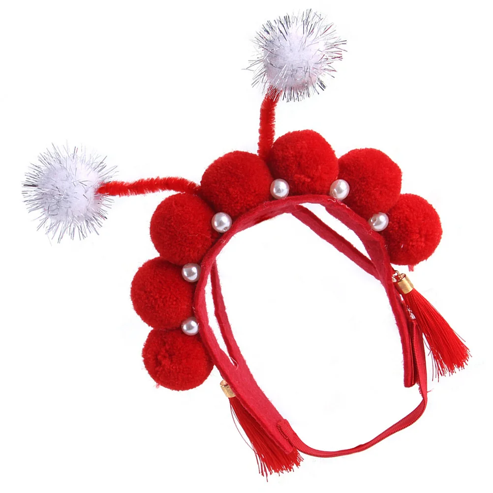

Pet Chinese Style Headwear Novelty Tassel Headgear Party Headdress Cat Dog Costume Accessories Lightweight Fabric