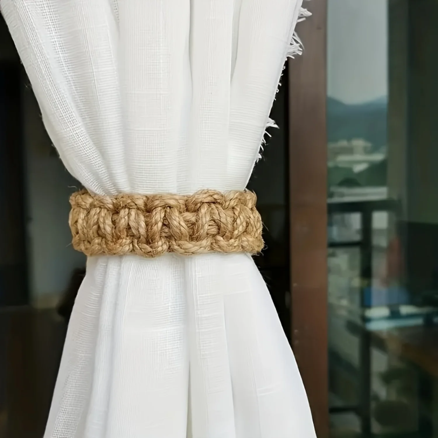 2pcs Curtain Tieback, Curtain Tie Rope Braided Curtain Clip Curtain Holdback For Bedroom Living Room  Decor