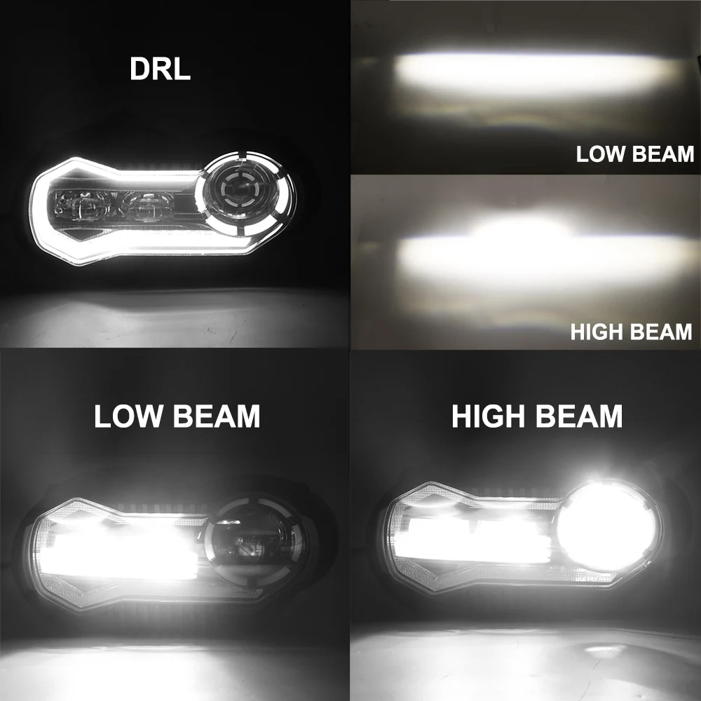 最新のledフロントヘッドライトbmw R1200gs冒険bmw 1200 gsアクセサリーadv 2004-2012 hi/lo ledライトオートバイsupermoto