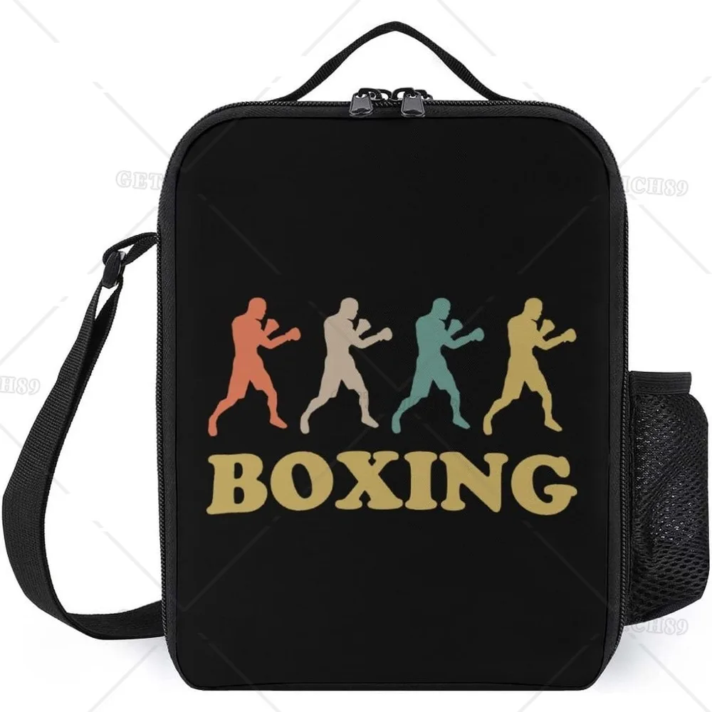 

Retro Boxing Funny Insulated Lunch Bag Portable Cooler Tote Bag with Adjustable Shoulder Strap for Women Men Work Picnic Trip