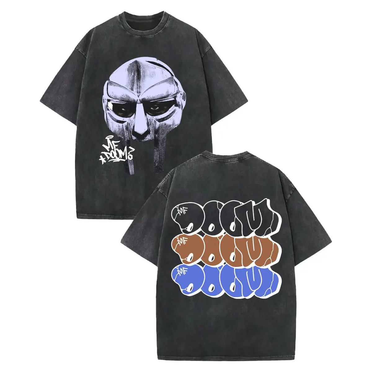 

Vintage Washed Rapper Mf Doom Mask Graphic T Shirts Fashion Hip Hop Short Sleeve T-shirt Men Women Casual Loose Cotton T-shirts