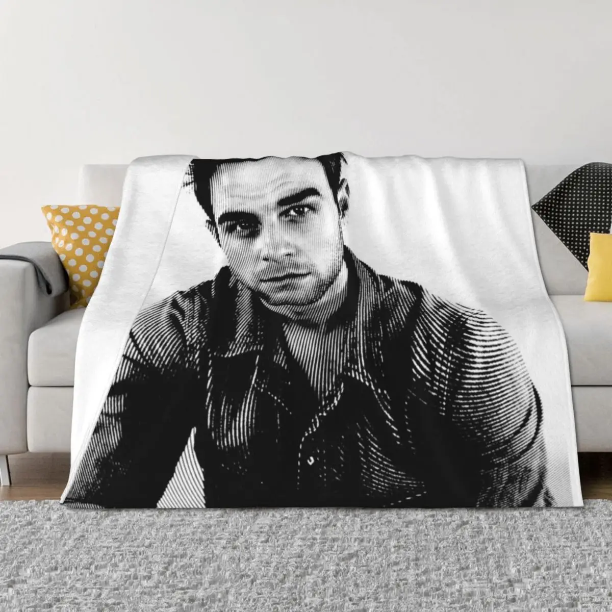 

Nathaniel Buzolic Black & White Portrait (Linocut) Throw Blanket Plaid For Sofa Thin Heavy Hair Blankets