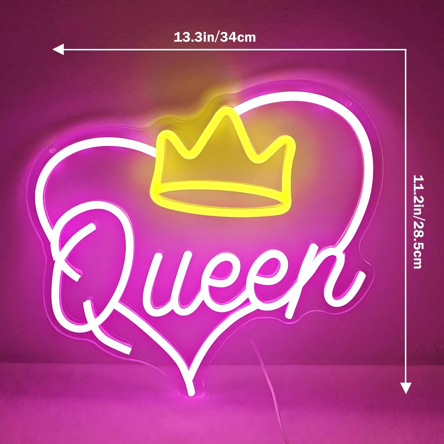 Queen Neon Sign Crown Queen Pink LED Heart Neon Light For Bedroom Room Party Wedding Backdrop Wall Decor Valentines Day Gift