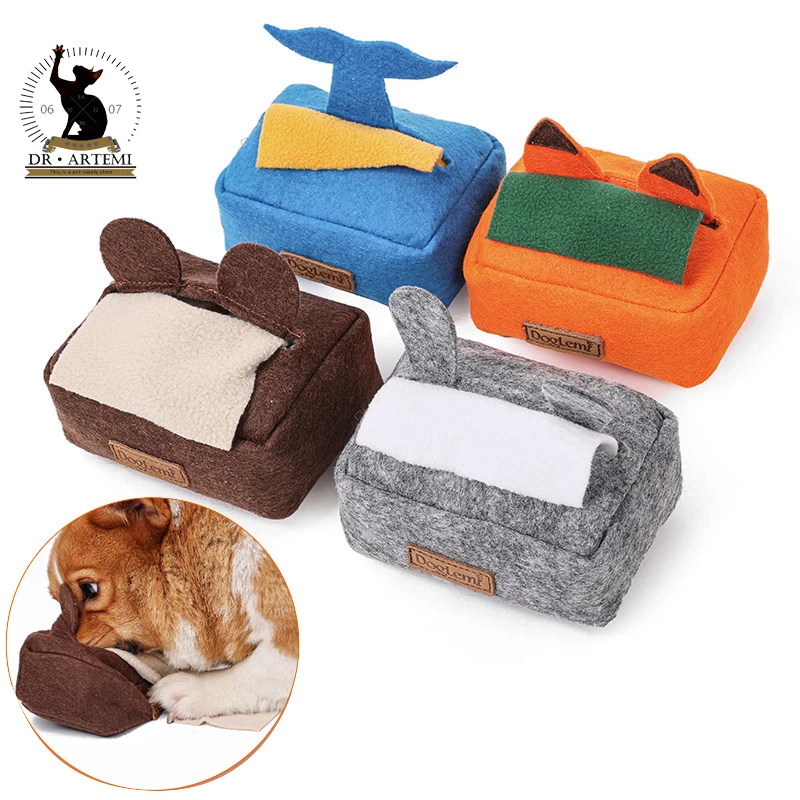 Interactive Treat, Feeder, Pet Toys, Nosework Training, Sniffing,Tissue Box Snuffle Toy for Cats Dogs