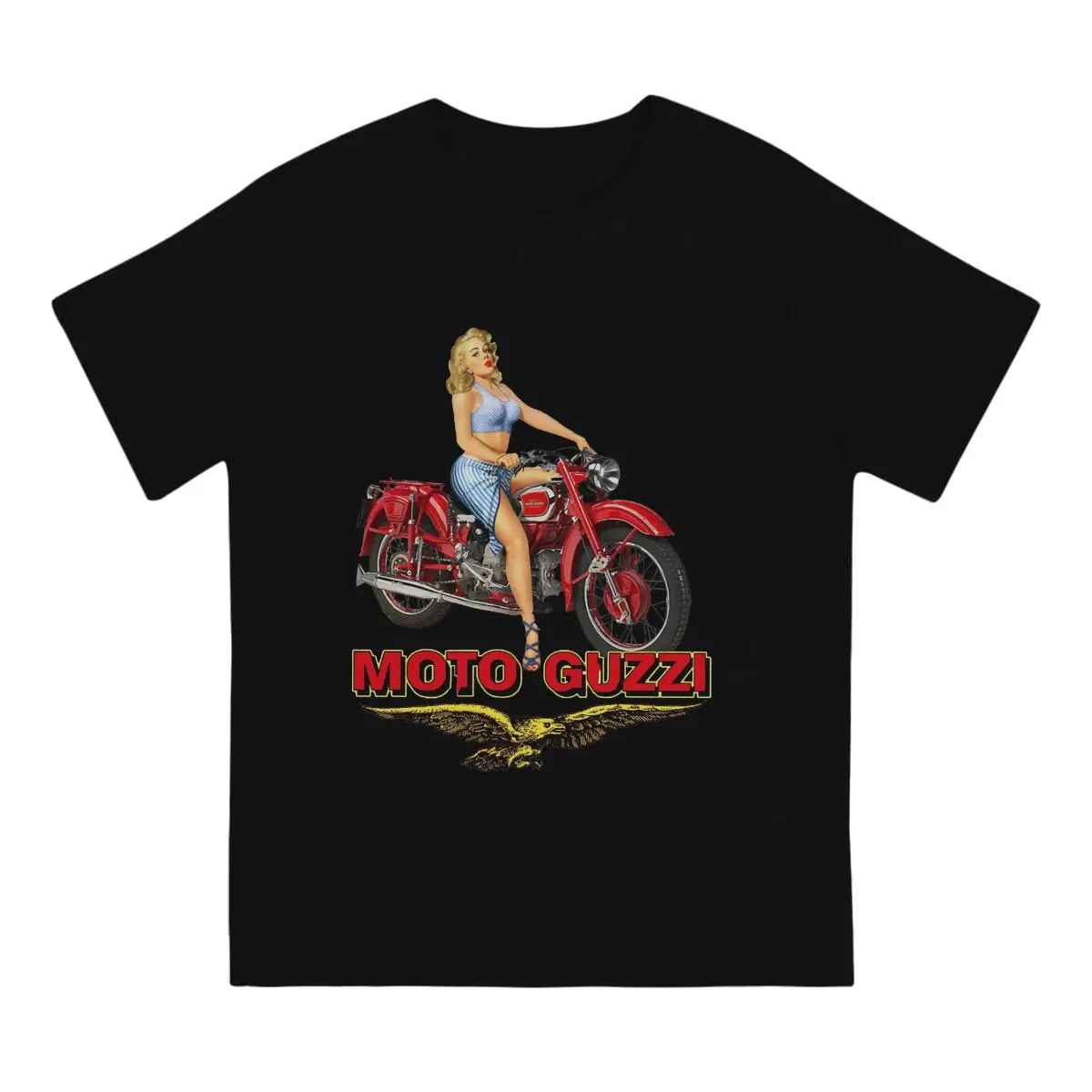 Vintage Moto Guzzi Motorcycle T Shirt Motorcycle Racing 100% Cotton Clothes Novelty Short Sleeve Crew Neck Tees