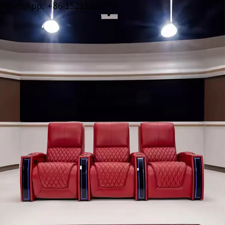Latest Design Manufacturer Direct Sales Electric Seat Genuine Leather Home Theater Seat Lying Chair Movie Home Theater Sofa