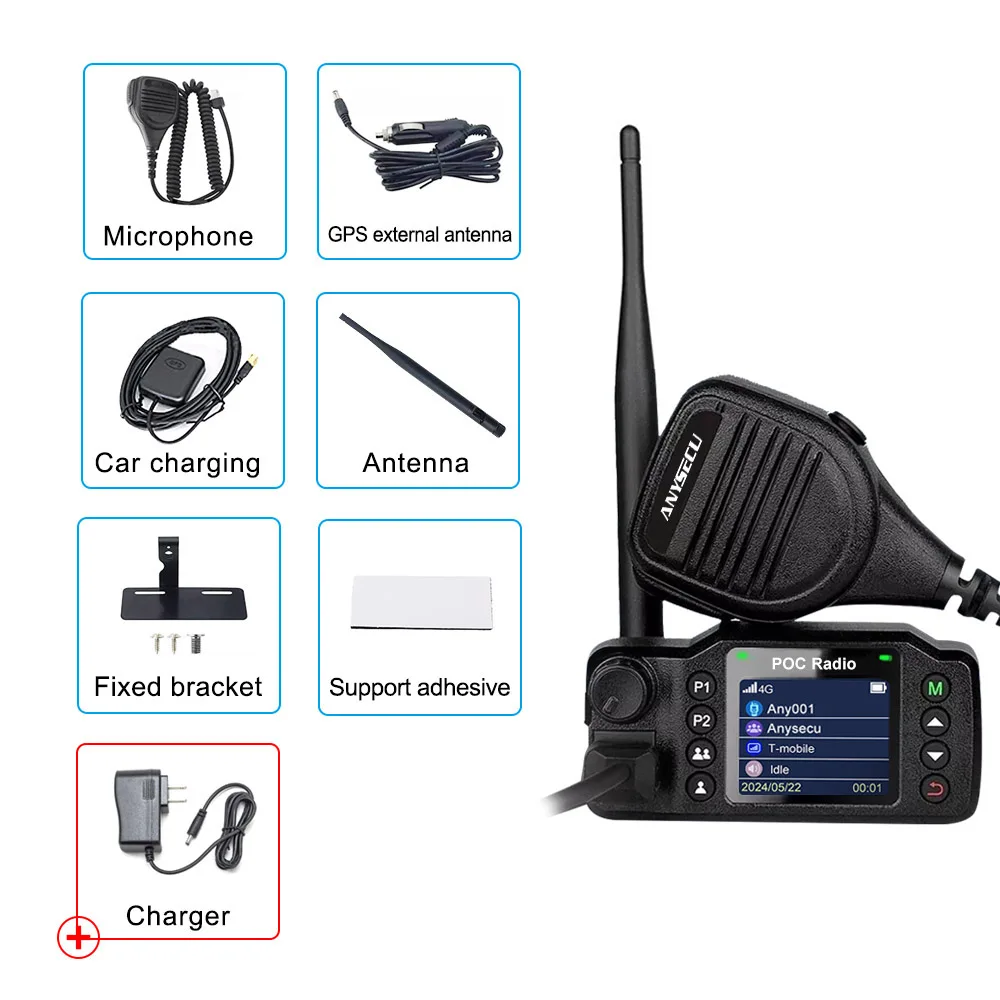 ANYSECU M8900 Android 5.1 Radio de red 4G con WIFI GPS POC Radio móvil Compatible con Zello o Real-ptt o GLOBAL-PTT