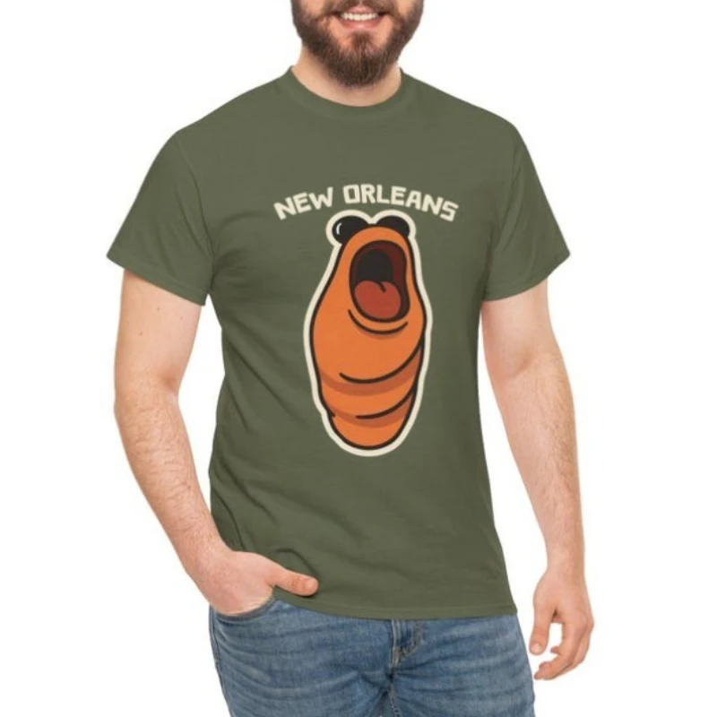 Men's Cotton T-shirt Marcus The Worm Printed T-Shirt Orleans Unisex Crew Neck Short Sleeve Women Clothes Funny Shirt Offensive