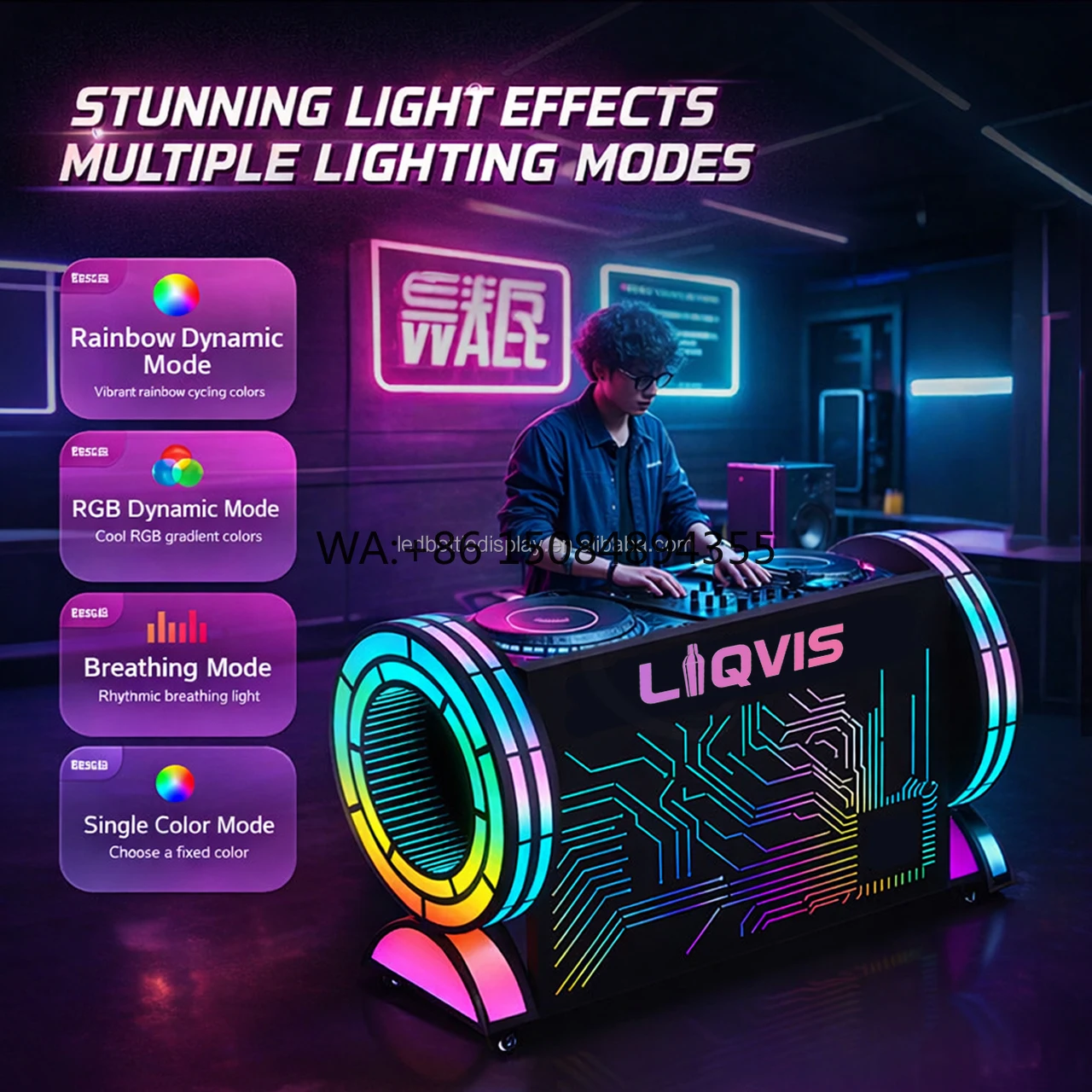 

LiqVis Custom Professional LED DJ Booth Portable Stage Lighting Table with Mobile Control DJ Stand for Bar Nightclub Disco Event