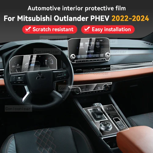 Para Mitsubishi Outlander PHEV 2022 2023 2024 película de Panel de coche pegatina protectora de tablero película Interior antiarañazos
