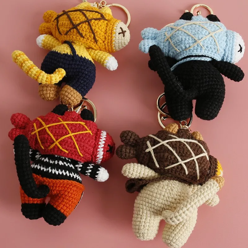 Cute Kitten Keychains Handmaking Knitting Small Cat Crochet Keyrings For Bag Pendant Accessories Knitted Cat Doll Keychain Gifts