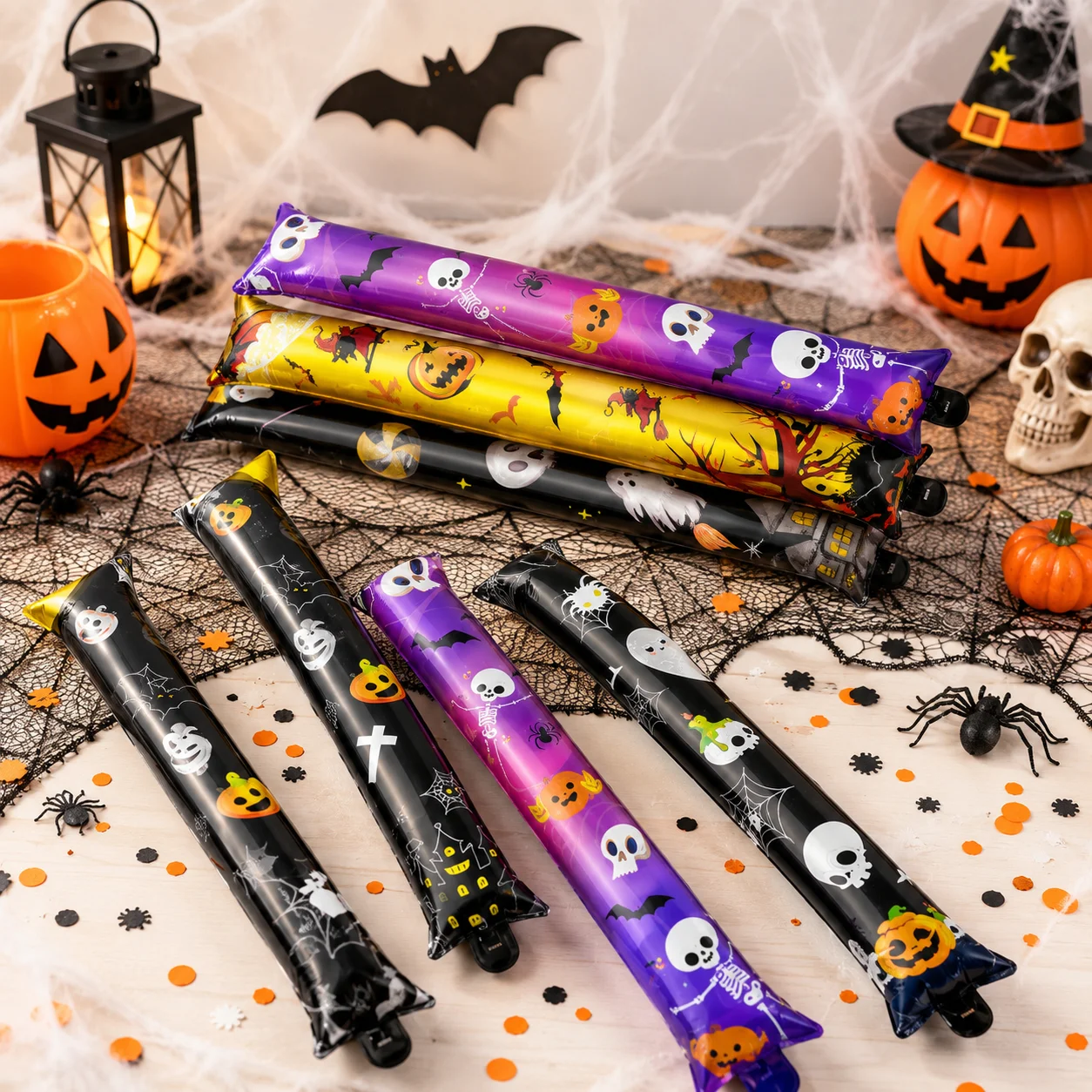 26pcs Halloween Strike Stick Balloons,Merry Halloween Party Balloon, Self Sealing Design, 24.4inches Gifts For Wedding, School