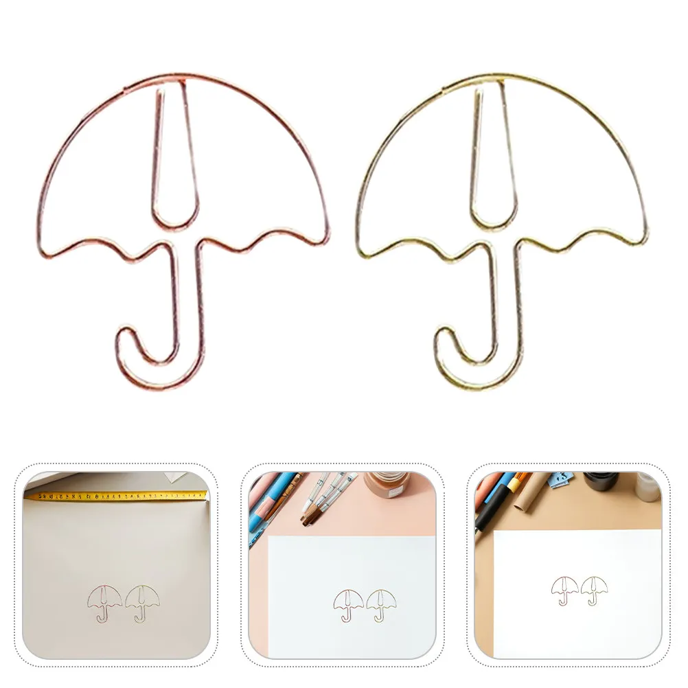 

60Pcs Umbrella Paper Clips Cute Metal Shape Small Decorative Clips for Office School Journals Notebooks Fun Kawaii Document