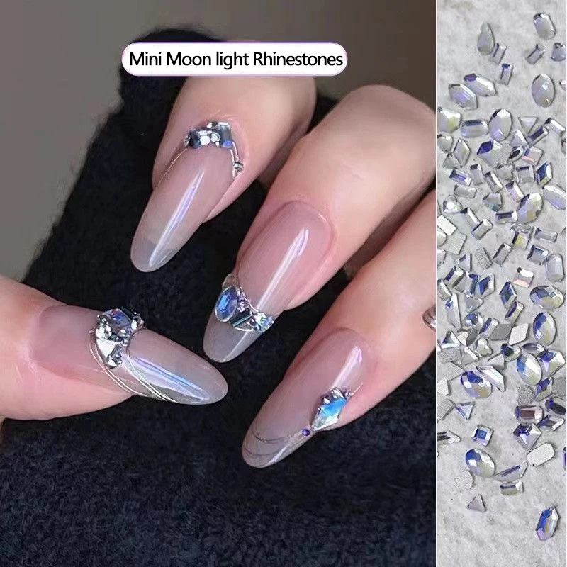 Mini Beautiful Bright Moon Light Flat Back Nail Art Rhinestone Glass Apply To DIY Manufacturing Diamonds Accessories Crystal