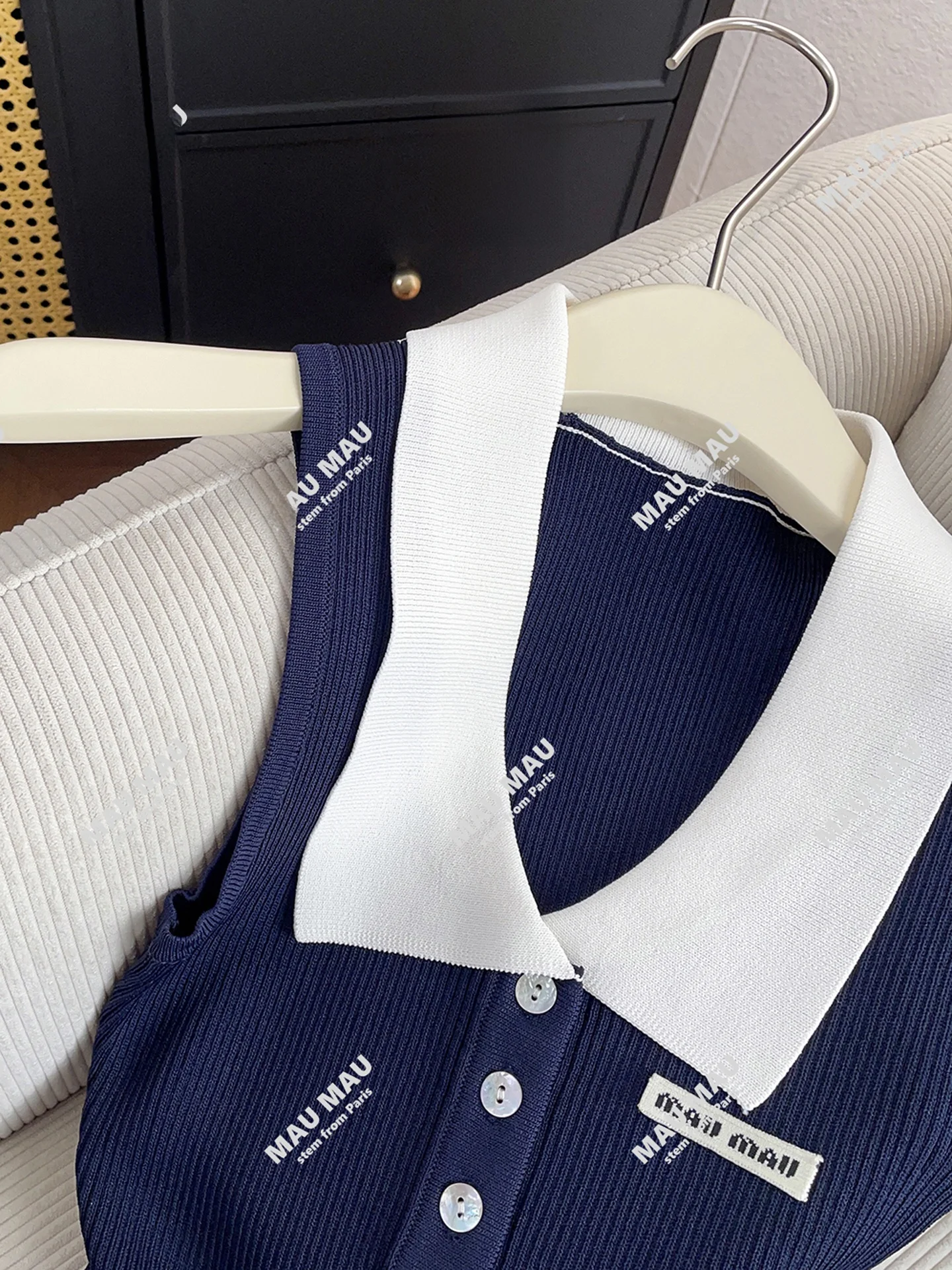 Hoge taille gebreid vest Dr Midi rok Sle Small Fraance Sle Autumn Faion Dames Dr Ele A-lijn silhouet