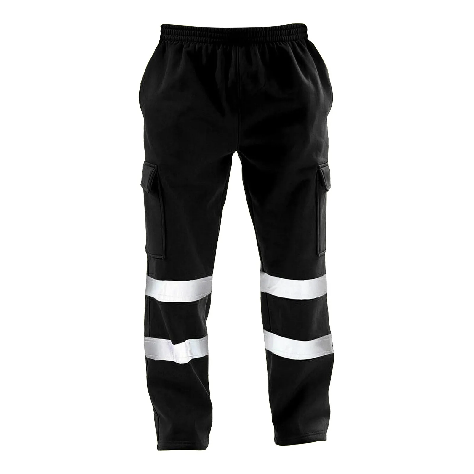 Mens Work Uniform Bottoms Safety Sweat Pants Striped Reflective Pants Loose Mens Jogging Trousers Joggers Patchwork Workwear