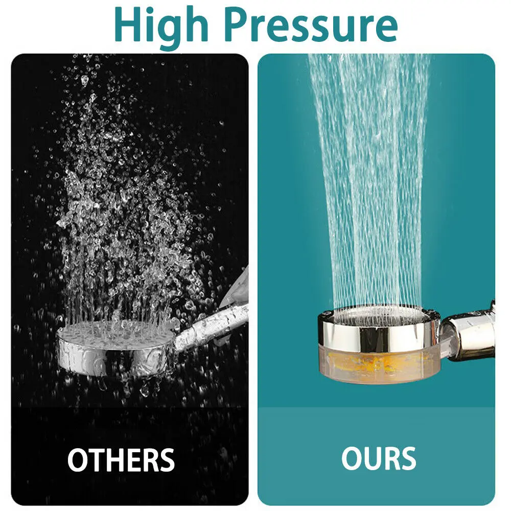 New Turbo Propeller Shower Head Water Saving High Preassure Flow 360 Degrees with Fan Extension Showerhead Rainfall with Holder