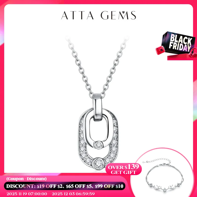 

ATTAGEMS 2024 Luxury Round Cut 2.2mm Moissanite Pendant Necklace For Women 925 SIlver Sparkling Wedding Party Fine Jewelry Gift