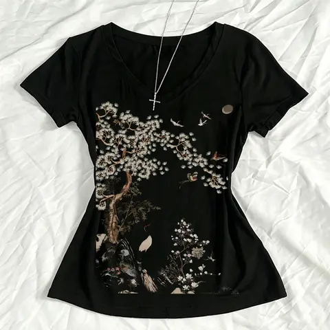 Star Girl Y2k Clothing Women's Top 2026 Spring Women's T-shirt 90s Retro Clothes Goth Kawaii Emo