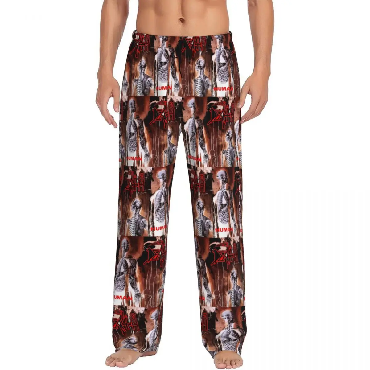 Custom D-Deathes Human Pajama Pants for Men Lounge Sleep Drawstring Sleepwear Bottoms with Pockets