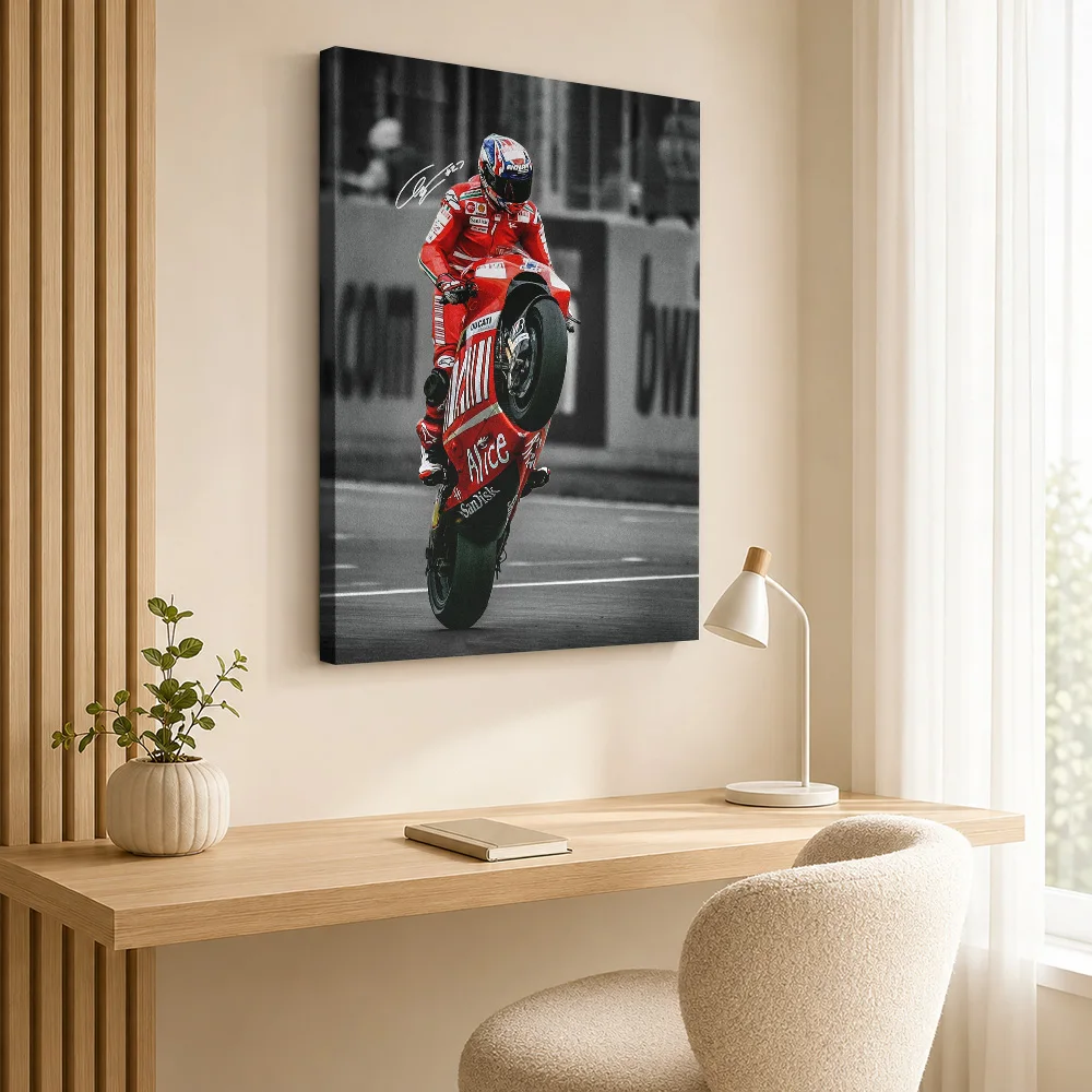 Andrea Dovizioso MotoGP Canvas Print Poster Dynamic Graphic Style Wall Decor With Personalized Photo For Garage Ideal Rider Gift