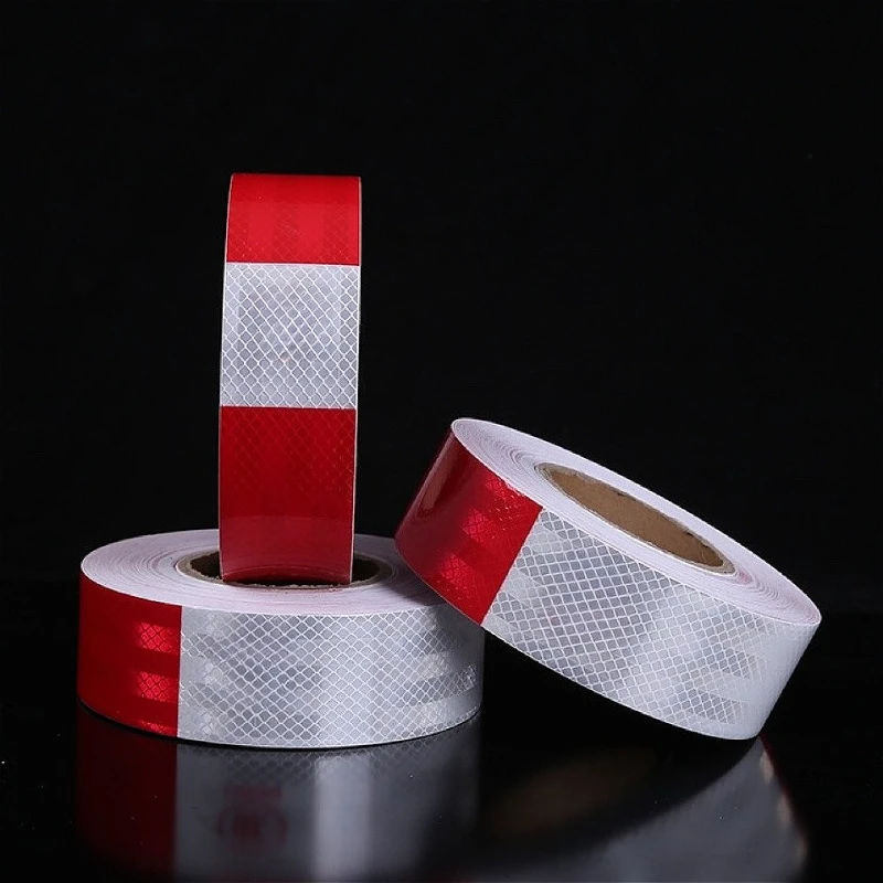 Red and White Warning Tape Truck Reflective Stickers Reflective Tape Car Sticker Safety Warning Label Tape Security Protection