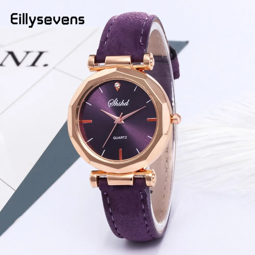 Leather Strap Ladies Watch Polygon Glass Luxury Women Clocks Dial Quartz Creative Fashion Quartz Watch Relogio Feminino