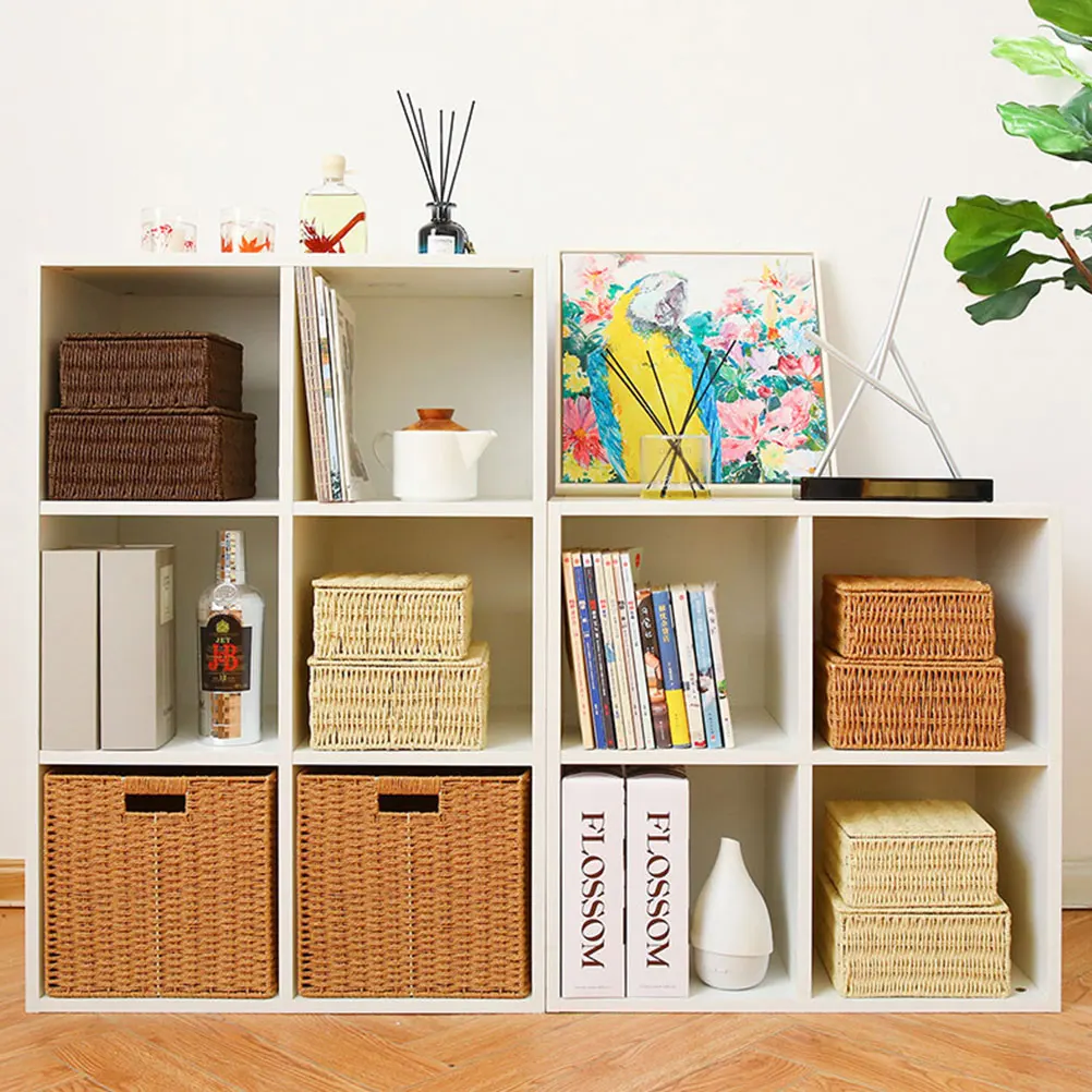 

1Pcs Storage Basket Simple Woven Design Multi-Purpose Household Organizer for Kitchen Bathroom Bedroom Desktop Sundries