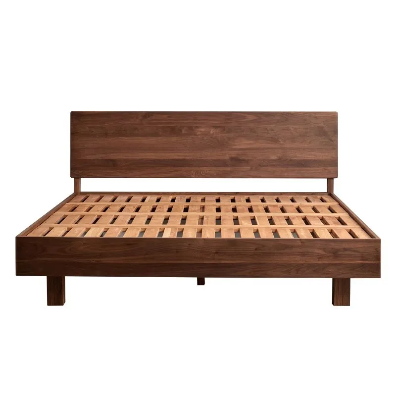 

North American black walnut solid wood bed, Nordic simple small apartment, 1.5 master and second bedrooms, 1.8m multi-functional