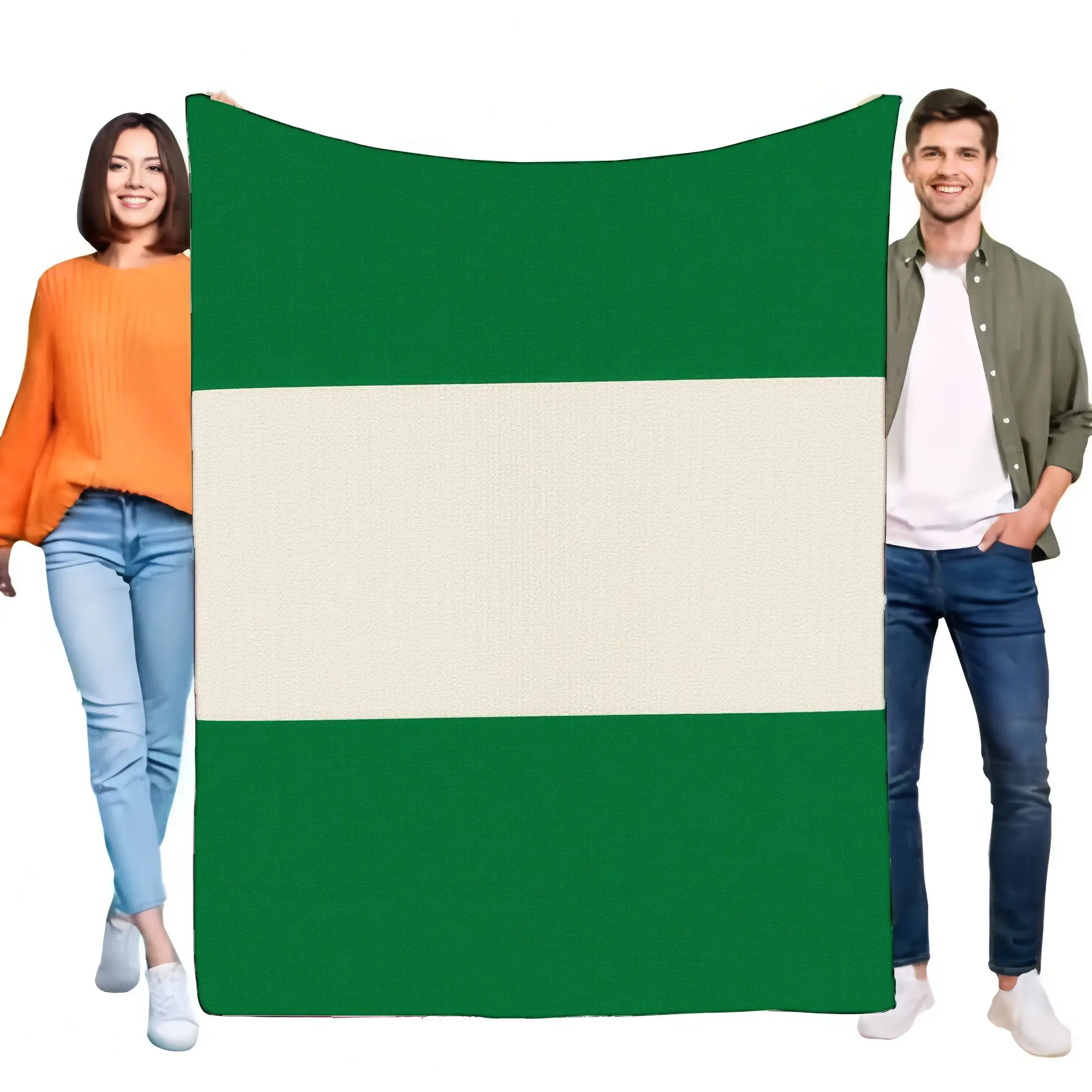 Green and White Stripe Blanket Large Rectangular Throw Soft Cozy Warm Perfect for Outdoor Picnics and Indoor Comfort Ideal Gift