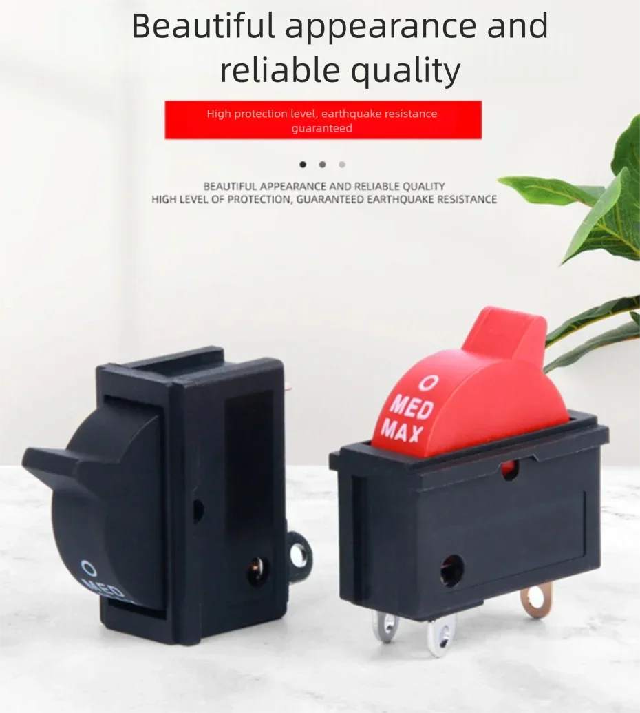 Three Gears Hair Dryer Switch with Copper Feet Silver Contacts Insulated Flame-Retardant Power Switch for Home Safety