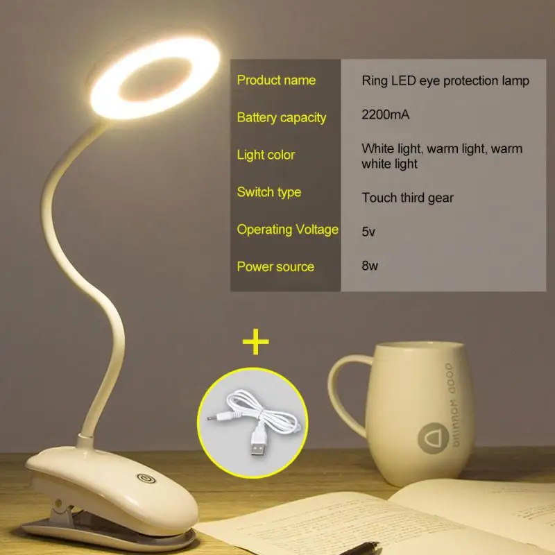 Luz de lectura de ahorro de energía, Clip recargable, versátil e innovadora, lámpara de escritorio de protección ocular, lámpara de escritorio portátil inalámbrica, Led, Usb