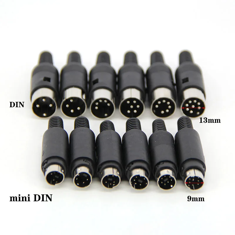 Mini 3/4/5/6/7/8 Pins or Din Male Plug With Plastic Handle Adapter Soldering S Video Terminal Cable Connector Circular Plug o