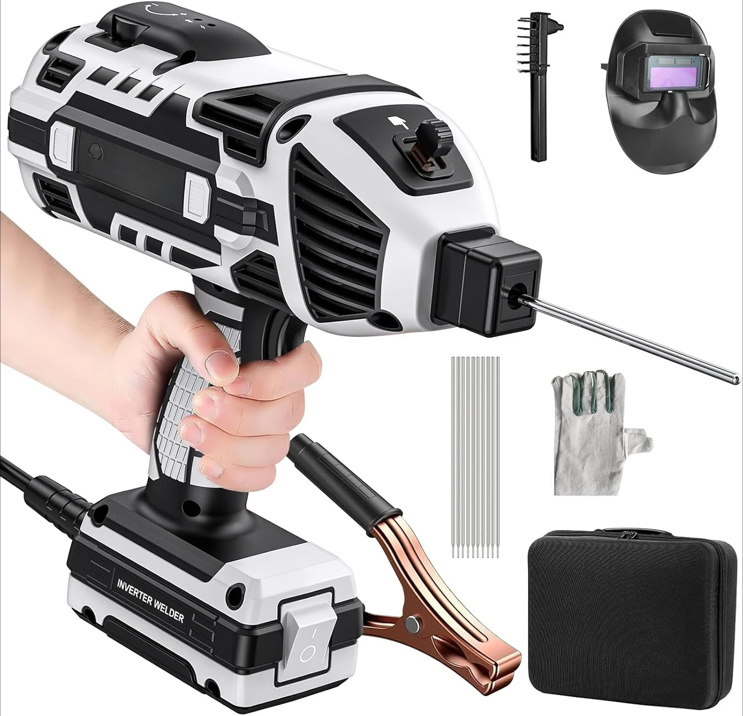 

Portable Electric Welding Machine, Upgraded 110V ARC Welder, 20-120A, IGBT Inverter, 6 Variable Currents, 3/32"-1/8" Rod