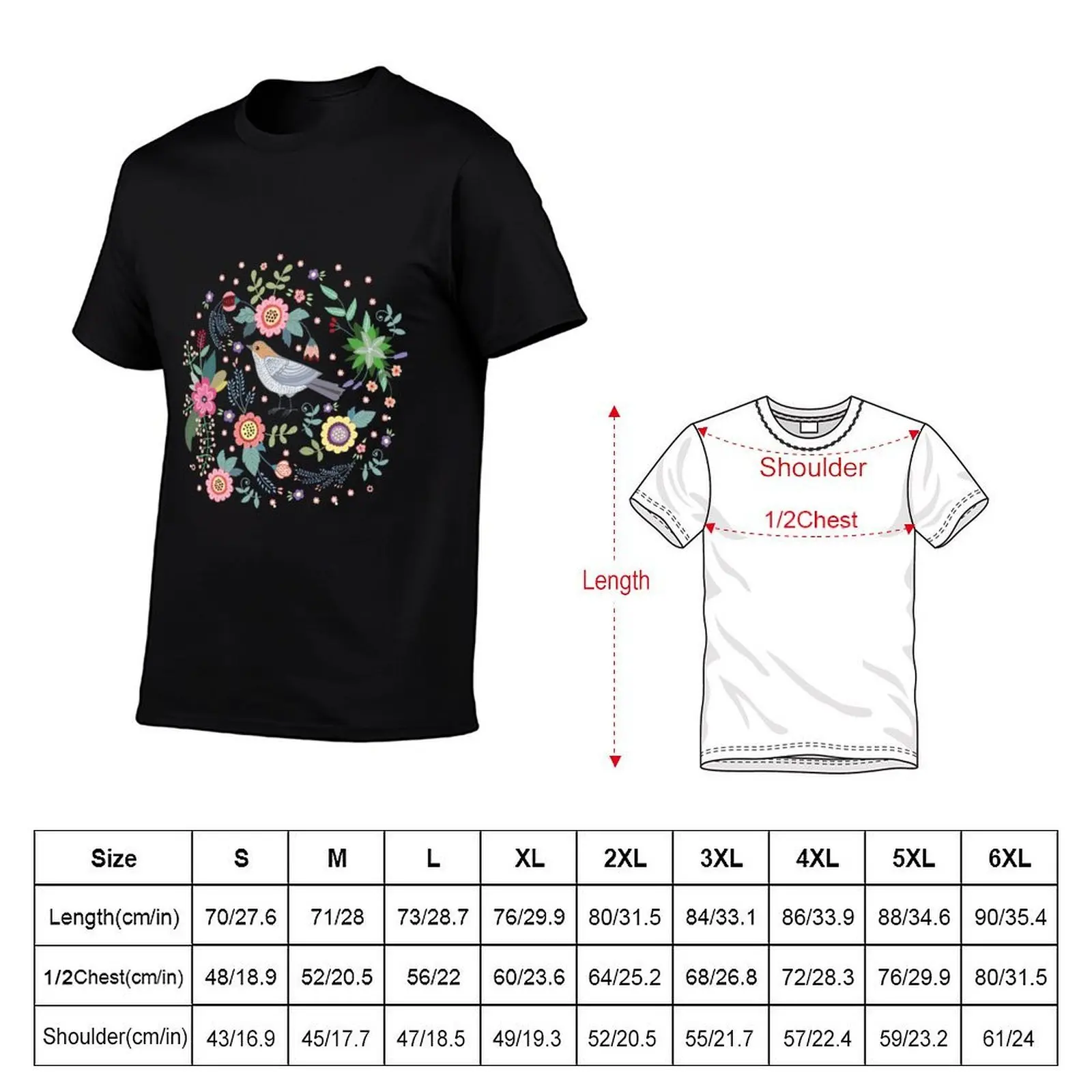 Beautiful bird in flowers T-Shirt Luxury man topping men clothings
