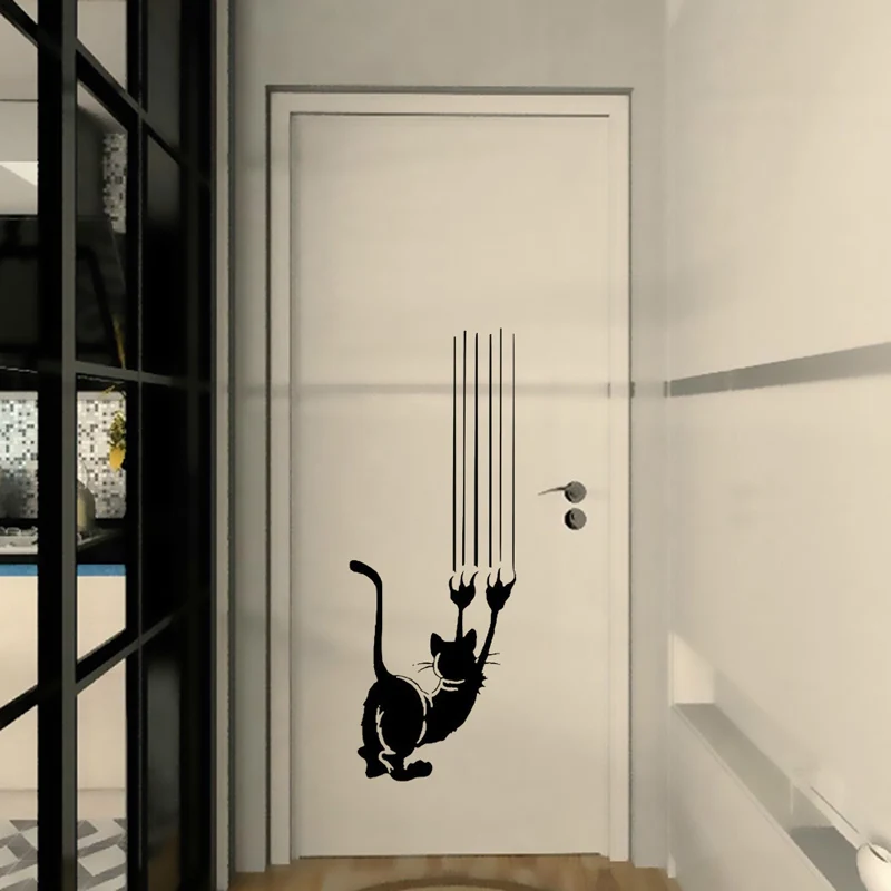 T229 # Cute Cat Wall Sticker porta/parete decorazione della casa soggiorno sfondo murale Art decalcomanie rimovibile Kitty adesivi divertenti