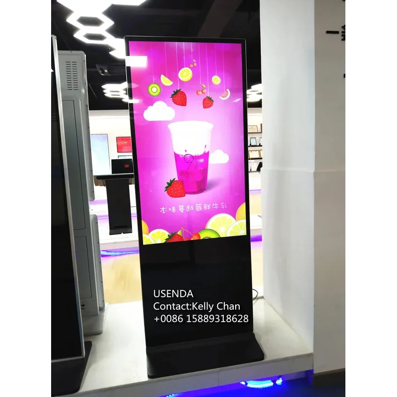 Controle Remoto Totem LCD Publicidade Painel, Display Player, Digital Signage, Quiosque de Informação, Android, Wi-Fi, CMS, 32, 43, 49, 55, 65 Polegada