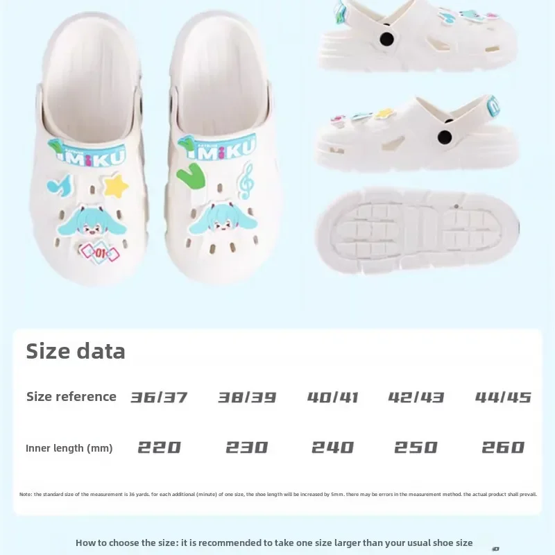 Moeyu Hatsune Miku Cartoon Cave Shoes Genuine Anime Non-slip Slippers Two-dimensional PVC Beach Shoes for Men and Women Gifts