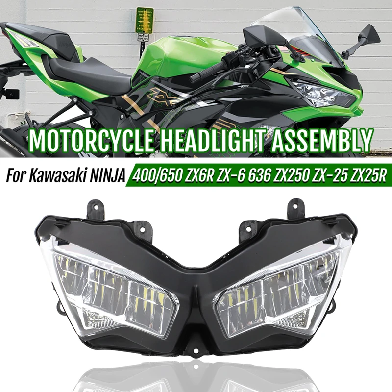 Motorcycle Front Headlight Assembly For Kawasaki Ninja 400 650 2018 2019 2020 2021 2023 ZX6R ZX-6 636 ZX250 LED Head Light Lamp