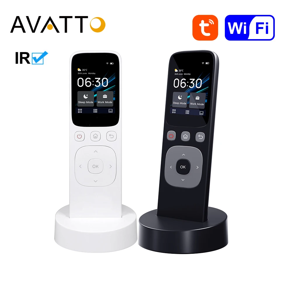 AVATTO WiFi Smart IR Central Control Panel,Tuya Wireless Touch Screen with Buttons,Handheld Remote Controller For Home Appliance