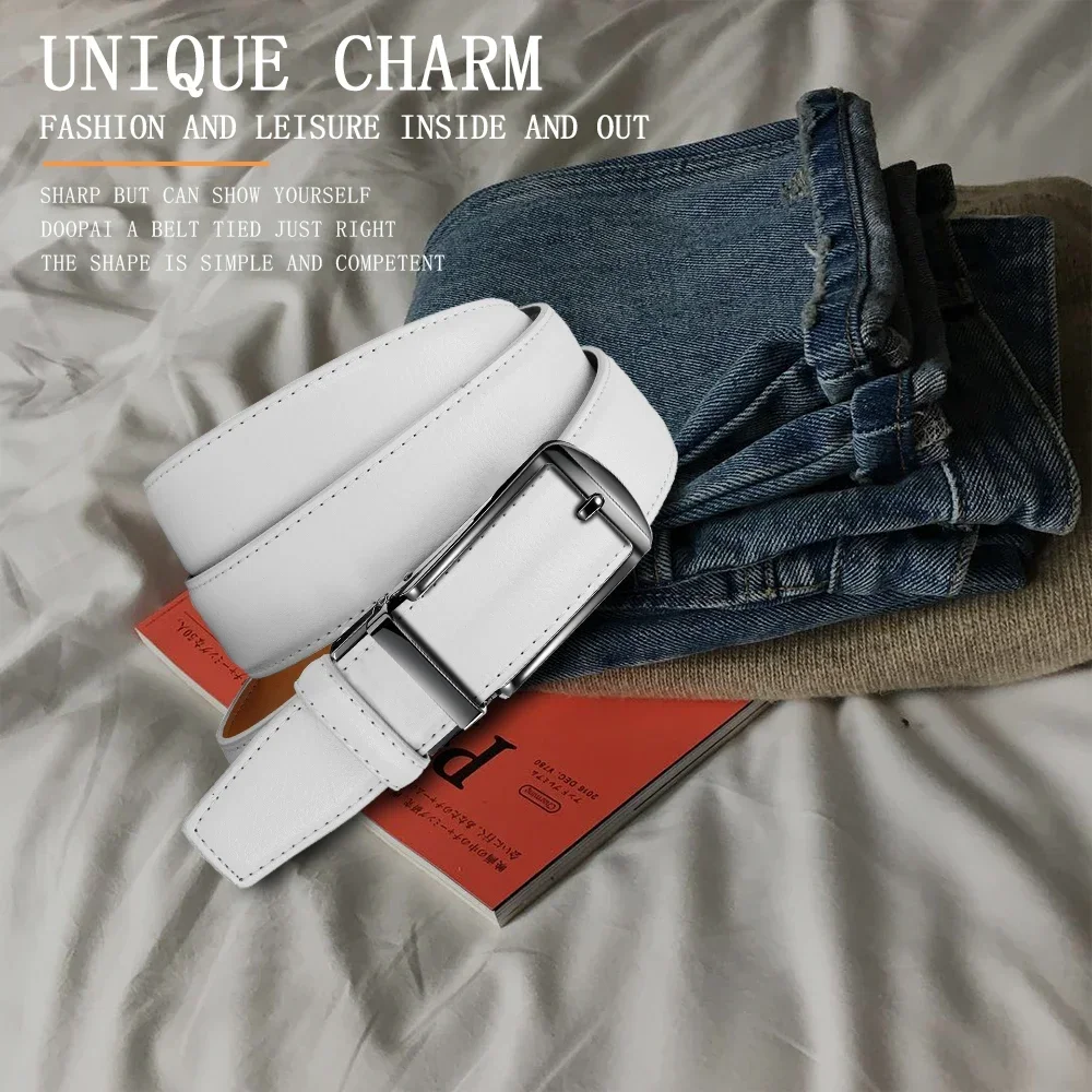 Genuine Leather Men's High-quality Buckle Jeans, Cowhide Casual Belt, Business Denim Belt, Men's Automatic Buckle Belt
