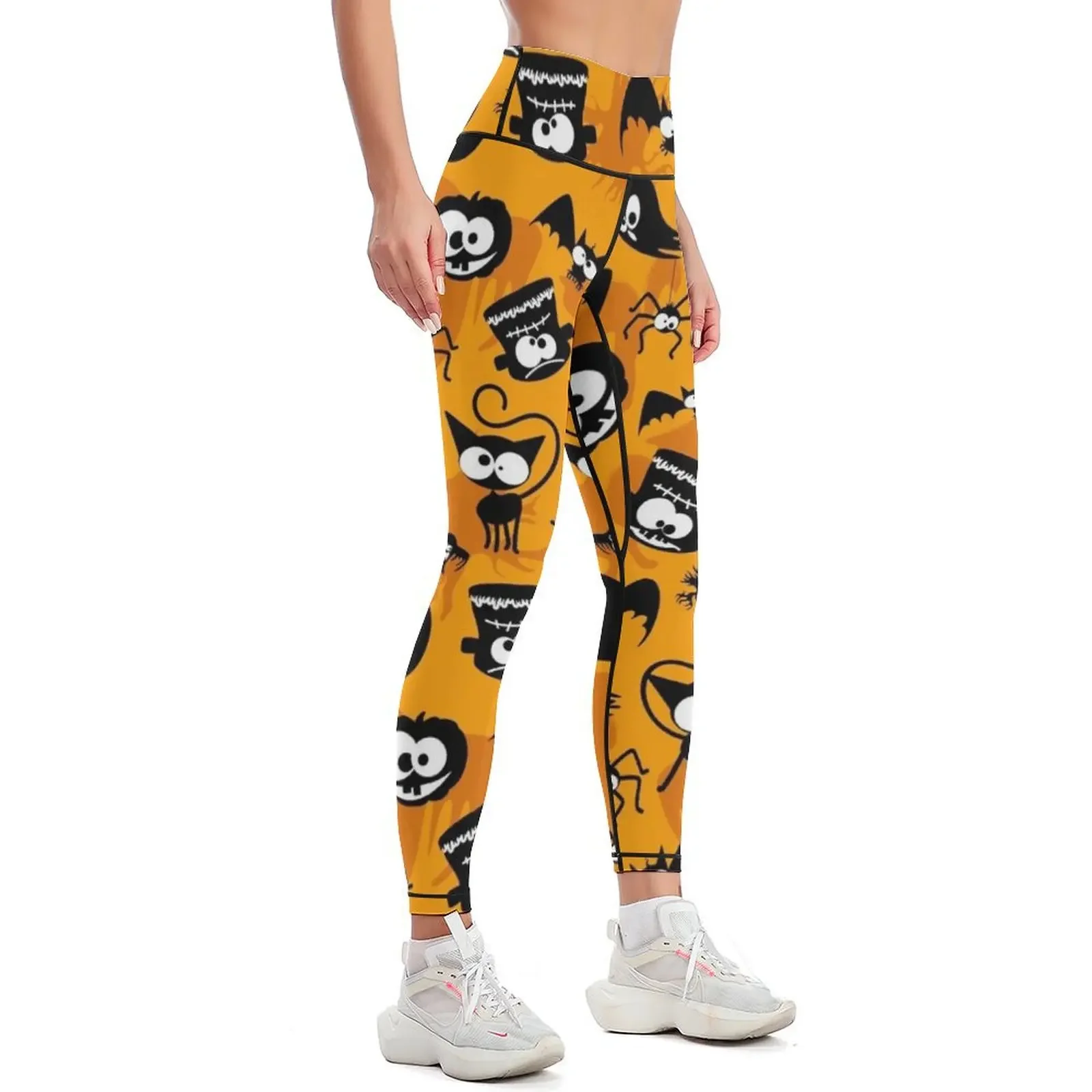 Halloween Fun and Creepy Cute Characters Pattern Leggings legging gym sports for gym Training pants Womens Leggings